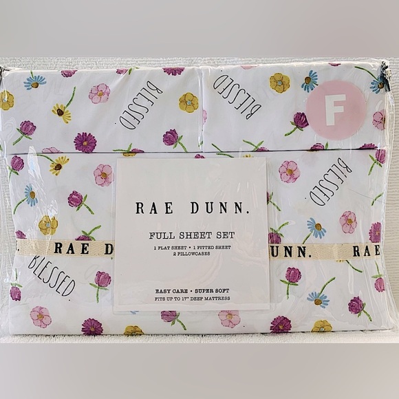 Rae Dunn BLESSED Floral Sheet Set - Full - Picture 5 of 5